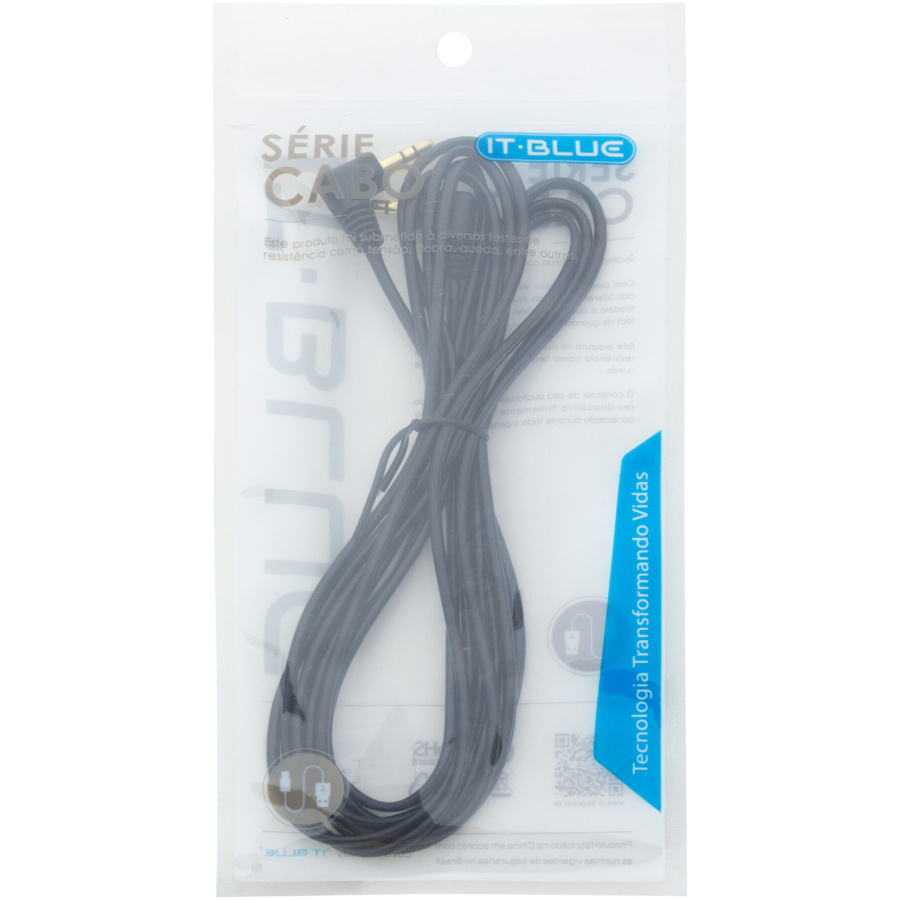 Cabo P2 90 Graus 3m Le-804c - Cabo Auxiliar De 3.5mm P2 / P2 - Imagem 2