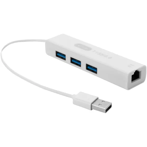 Hub USB e Adaptador de Rede - 3 Portas USB-A e 1 Porta RJ45
