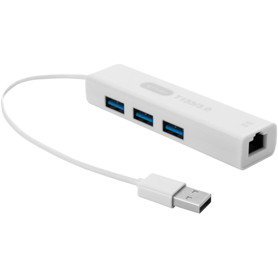 Hub USB e Adaptador de Rede - 3 Portas USB-A e 1 Porta RJ45